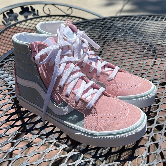 Vans Sk8-Hi Reissue Side Zip Kids 2 Tone Pink Sneakers Canvas Size 2 - Picture 16 of 17